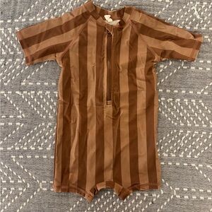 Quincy Mae Tan and Brown Romper
